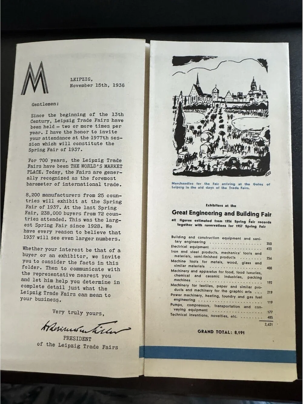 Original 1937 invitation for the Leipzig Spring Fair Germany